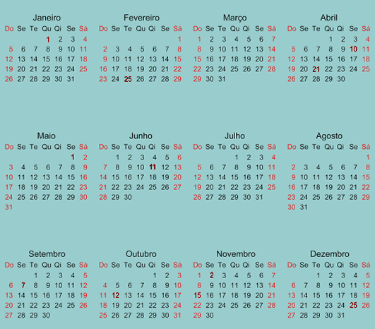 CalendÁrio 2020 Com Feriados Rj Calendario 2019